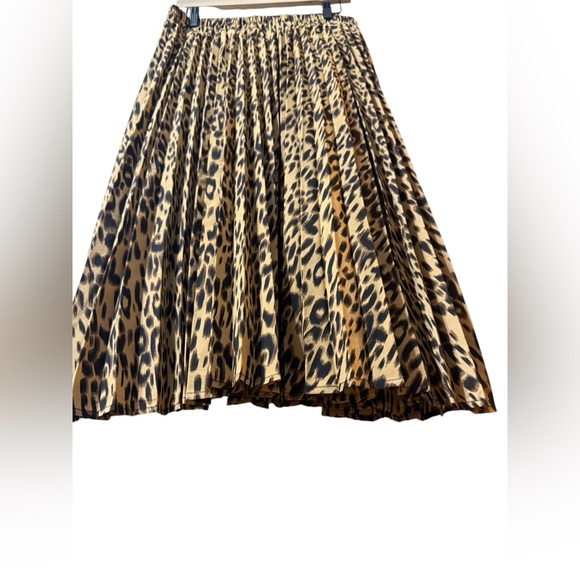 Women’s Chartou Chic Elastic High Waisted A Line Leopard Print Pleated Shirring - Picture 2 of 14